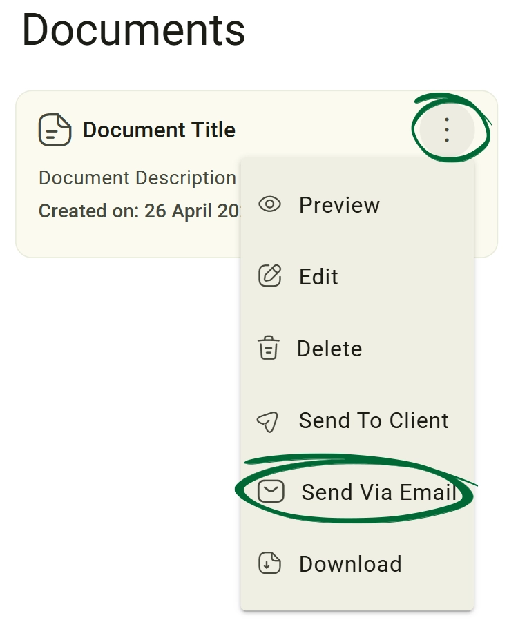 Send via Email screenshot